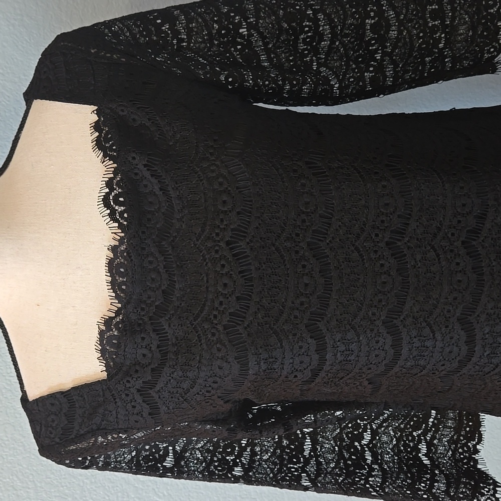 WHBM Scalloped Victorian Lace 3/4 Sleeve Midi Dress Lined Size Small - Picture 2 of 15